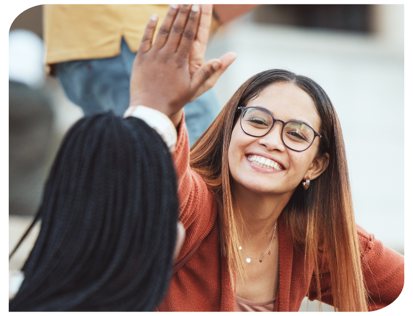 Young woman celebrating